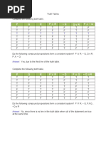 6 Truth Tables Worksheet Solutions PDF