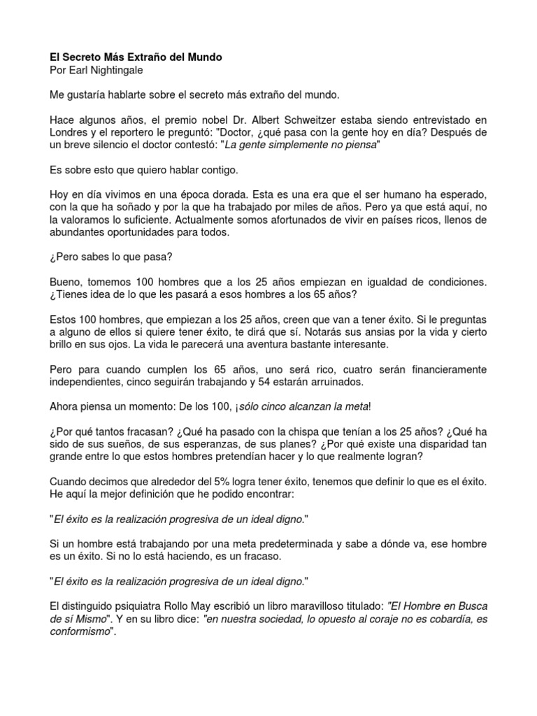 El Secreto Mas Raro Earl Nightingale Pdf