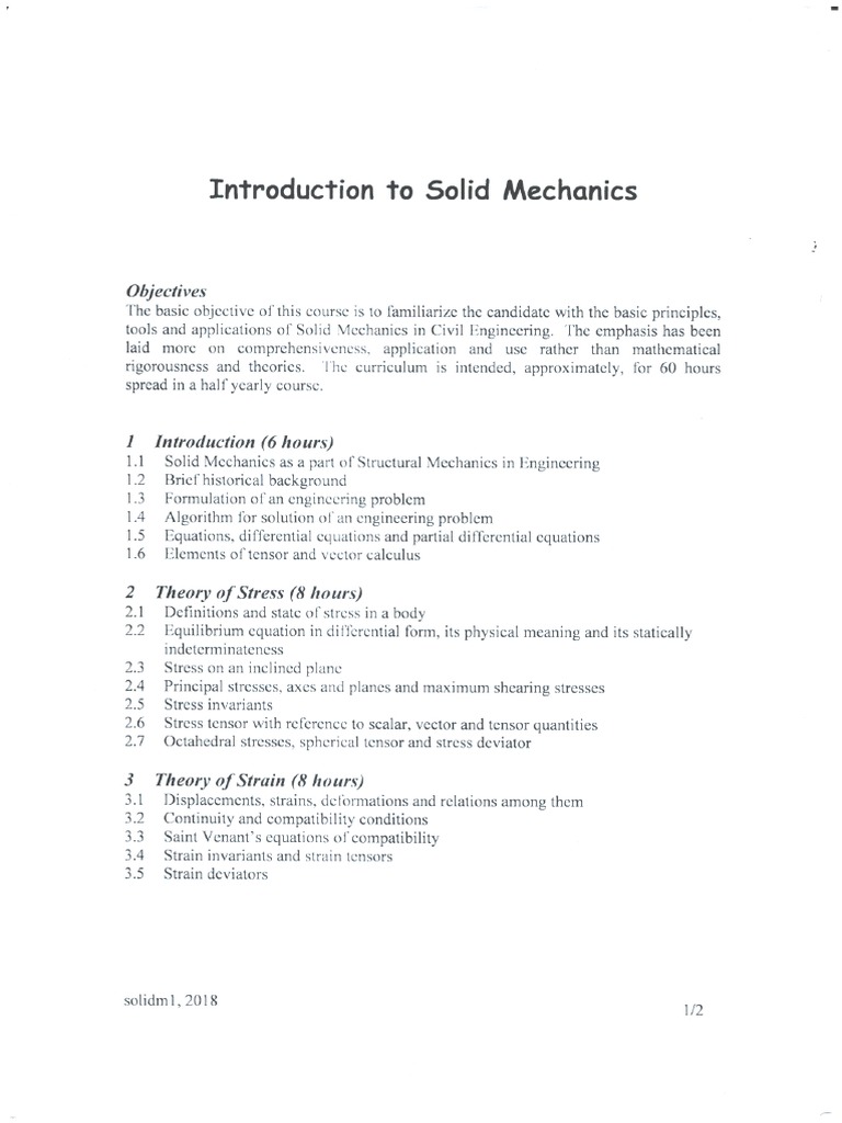 Solid Mechanics 1 PDF | PDF
