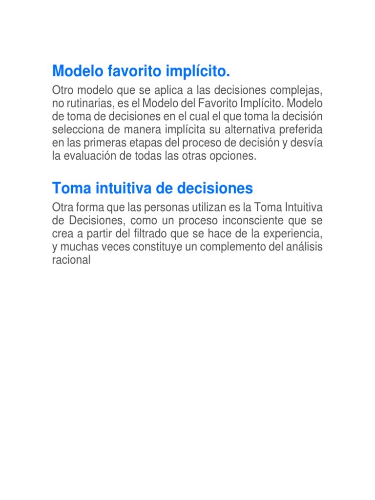 Toma de Decisiones Intuitiva y Modelo Implícito | PDF | Toma de ...