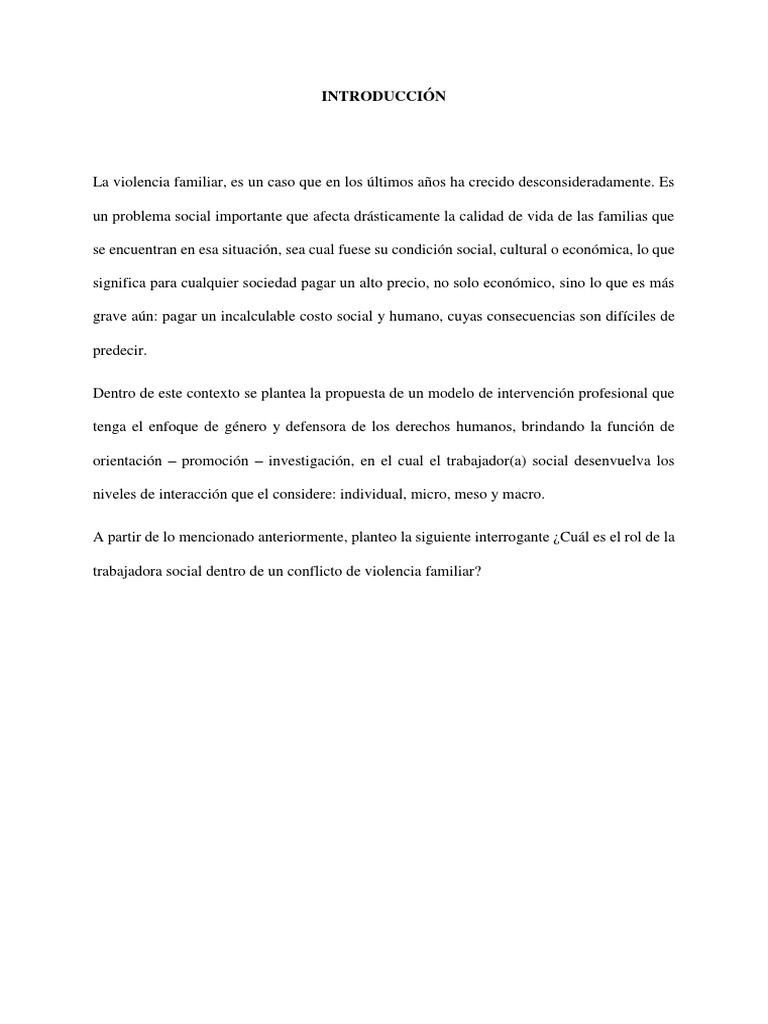 El Rol de La Trabajadora Social en La Violencia Familiar | PDF ...