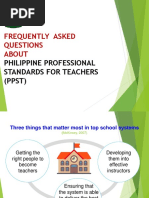 Frequently Asked Questions About: Philippine Professional Standards For Teachers (PPST)