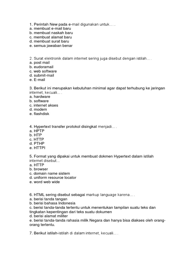 Soal Uas Tik Sma Kelas 2