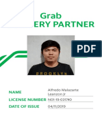 Grab Delivery Partner: Name License Number Date of Issue