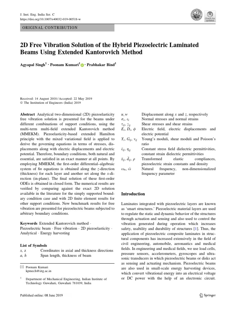 2D Vibration Analysis of Piezoelectric Beams | PDF | Piezoelectricity ...