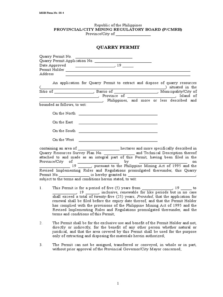 Quarry Permit Provincial/City Mining Regulatory Board (P/CMRB) PDF