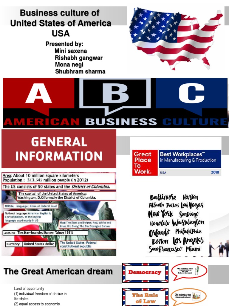 Business Culture of United States of America USA: Presented By: Mini ...