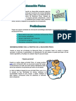 RECOMENDACIONES PARA LA PRÁCTICA DE EDUCACIÓN FÍSICA