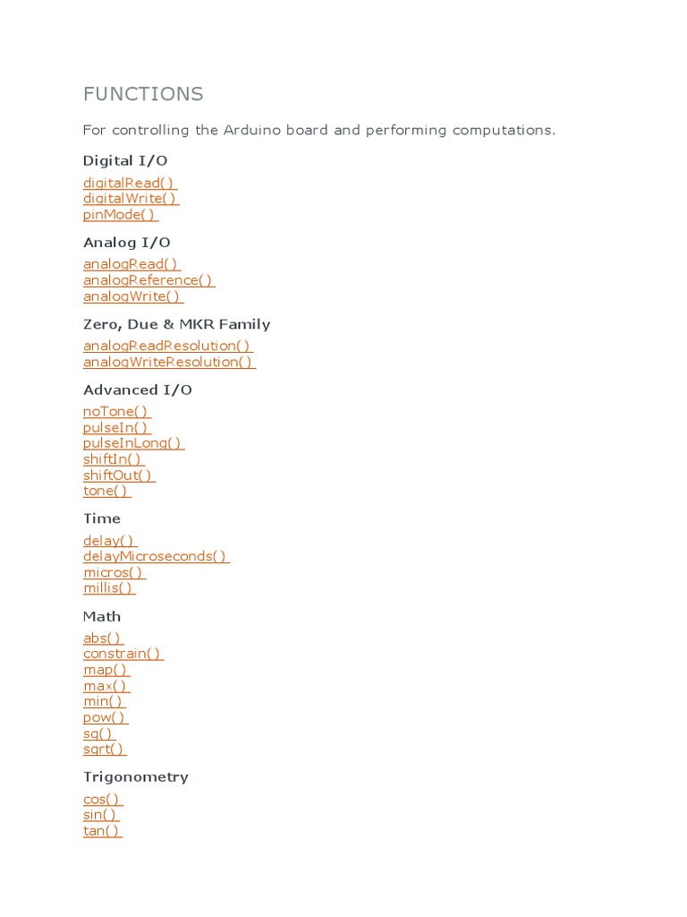 Functions of Arduino | PDF