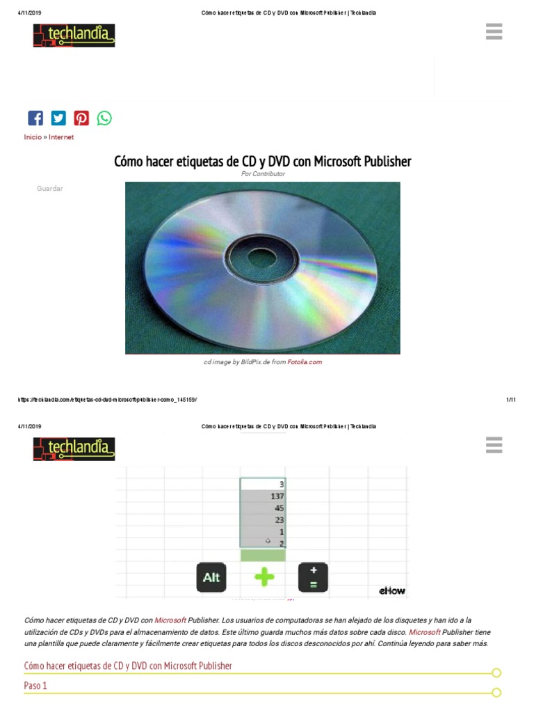 Cómo Hacer Etiquetas de CD y Con Microsoft Publisher - Techlandia PDF Microsoft | DVD