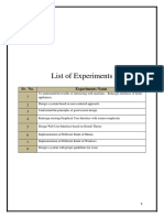 List of Experiments: Sr. No. Experiments Name