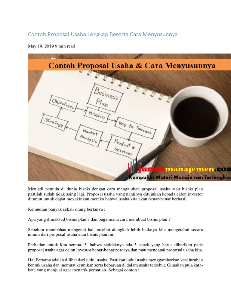 Contoh Proposal Usaha Lengkap Beserta Cara Menyusunnya | PDF | Bisnis