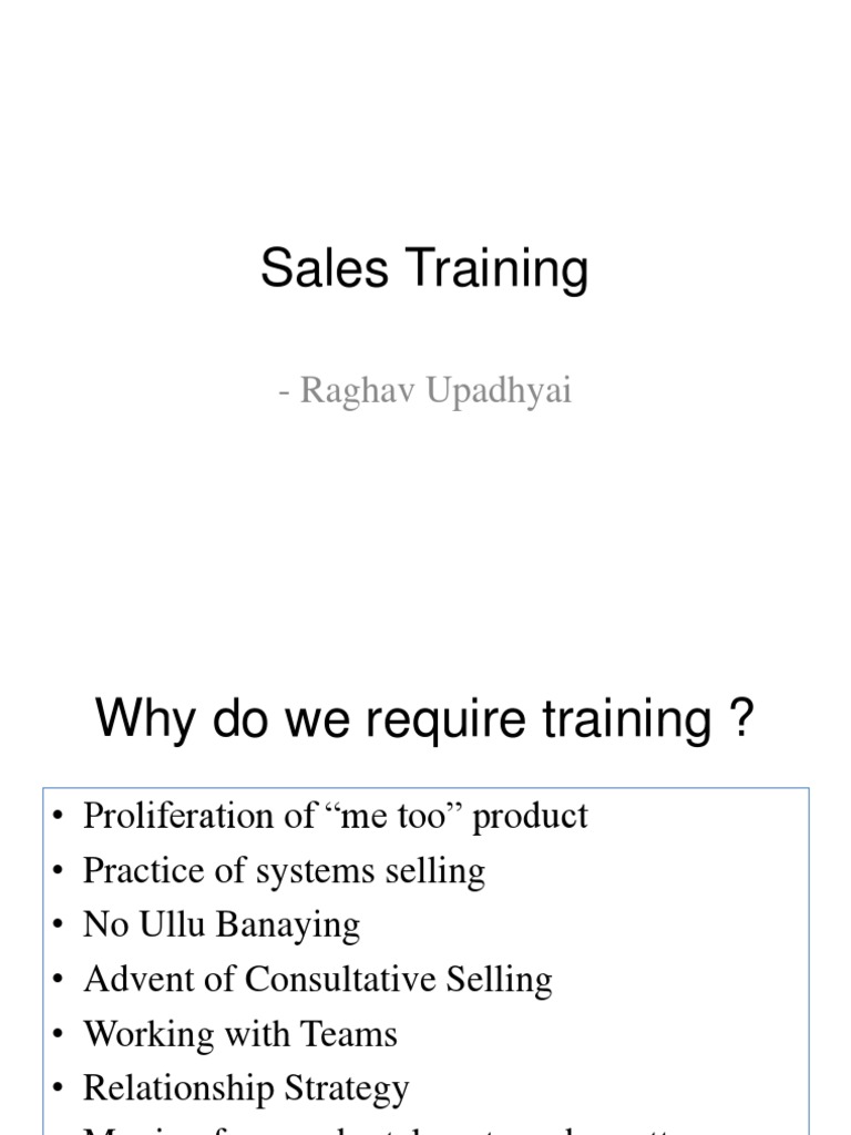 Sales Force Training Essentials | PDF | Sales | Behavior Modification