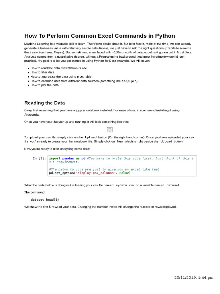 Python Data Analysis with Jupyter | PDF | Microsoft Excel | Computer ...