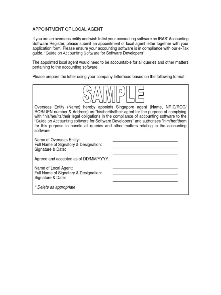 Appointment of Local Agent for Software | PDF