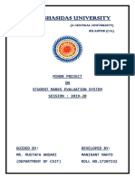 Guru Ghasidas University: Minor Project ON Student Marks Evaluation System SESSION: 2019-20