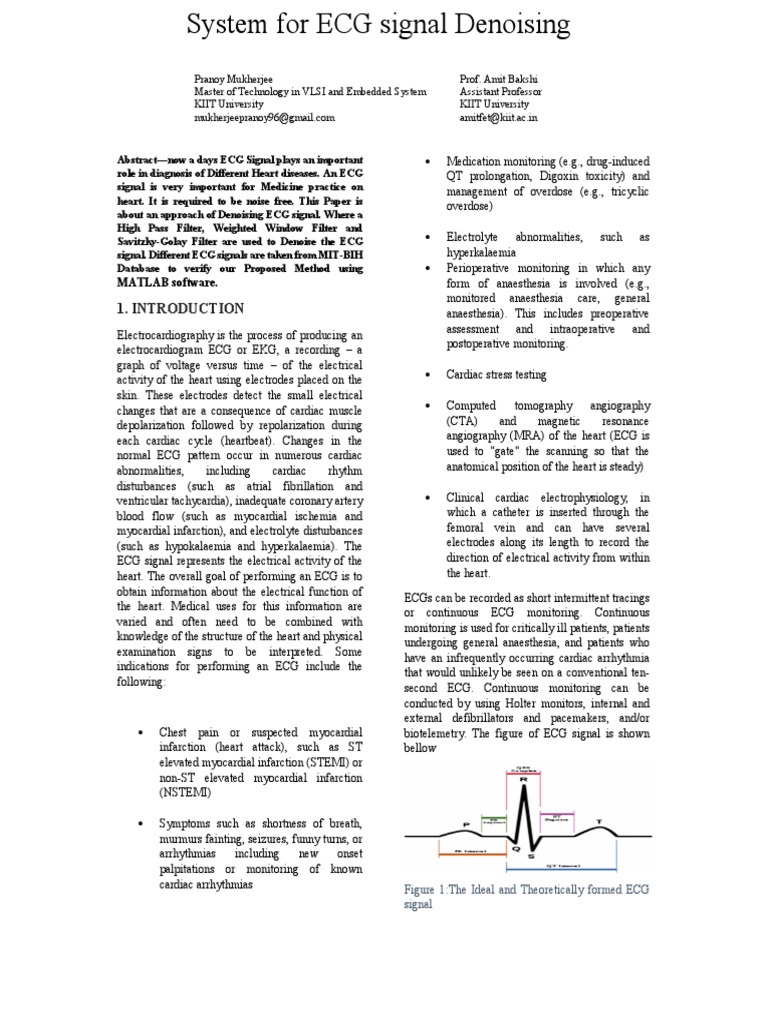System For ECG Signal Denoising | PDF | Myocardial Infarction ...