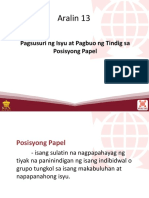 FILIPINO Pagsusuri NG Isyu at Pagbuo NG Tindig Sa Posisyong Papel