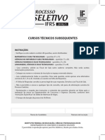 Processo Seletivo IFRS Cursos Técnicos 2018