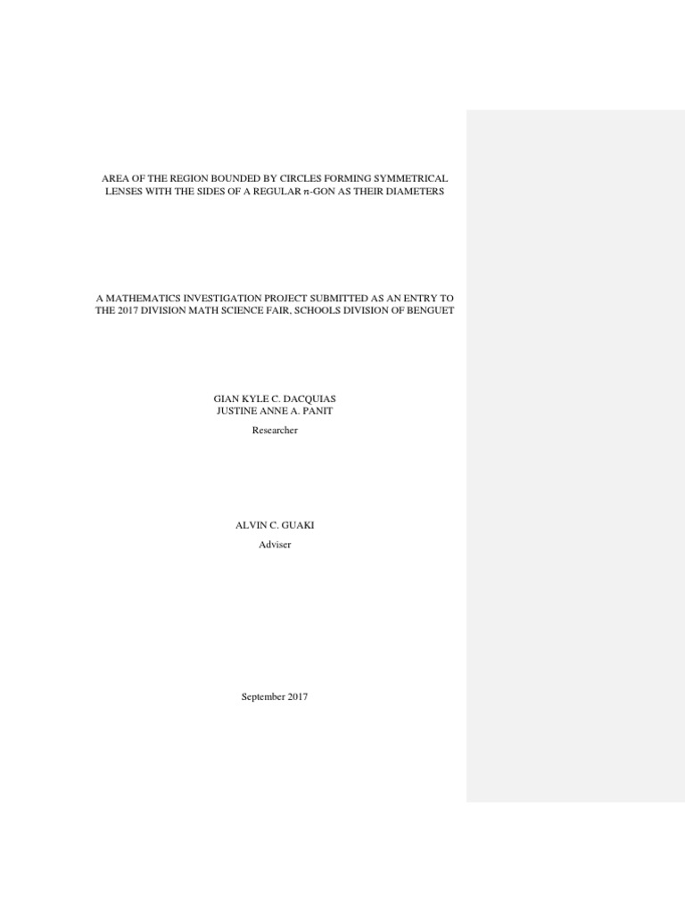 Mathematical Investigation | PDF | Circle | Area