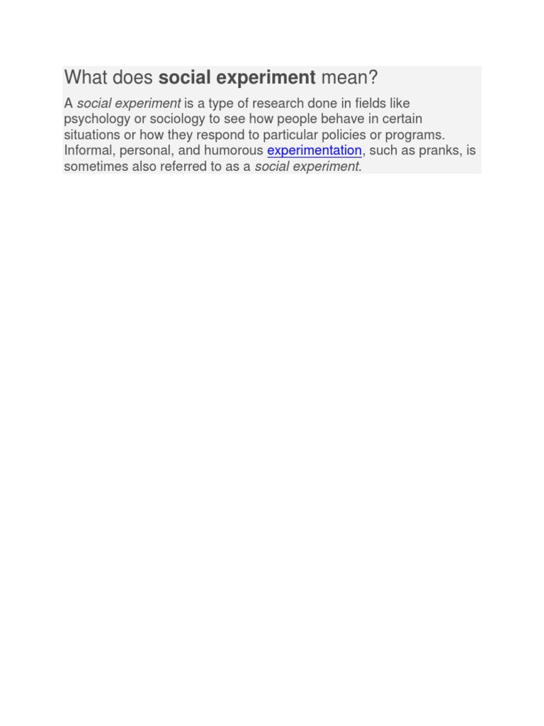 Understanding Social Experiments | PDF | Career & Growth | Self-Improvement