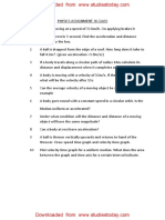 Physics Assignment IX Class Speed Acceleration Distance Problems