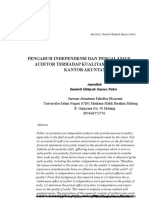 Pengaruh Independensi Dan Pengalaman Auditor Terhadap Kualitas Audit Pada Kantor Akuntan Publik