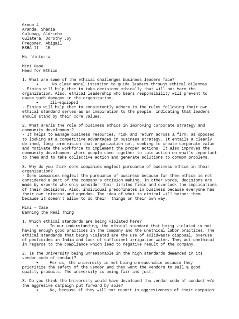 Case Study Pdf Business Ethics Leadership