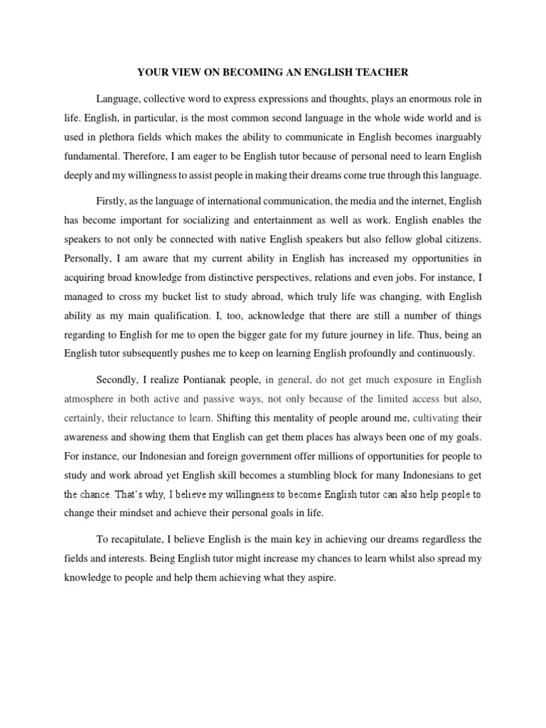 View On Becoming An English Teacher | PDF