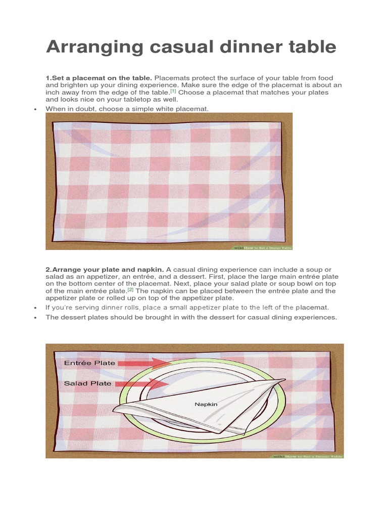 Arranging Casual Dinner Table | PDF | Tableware | Domestic Implements
