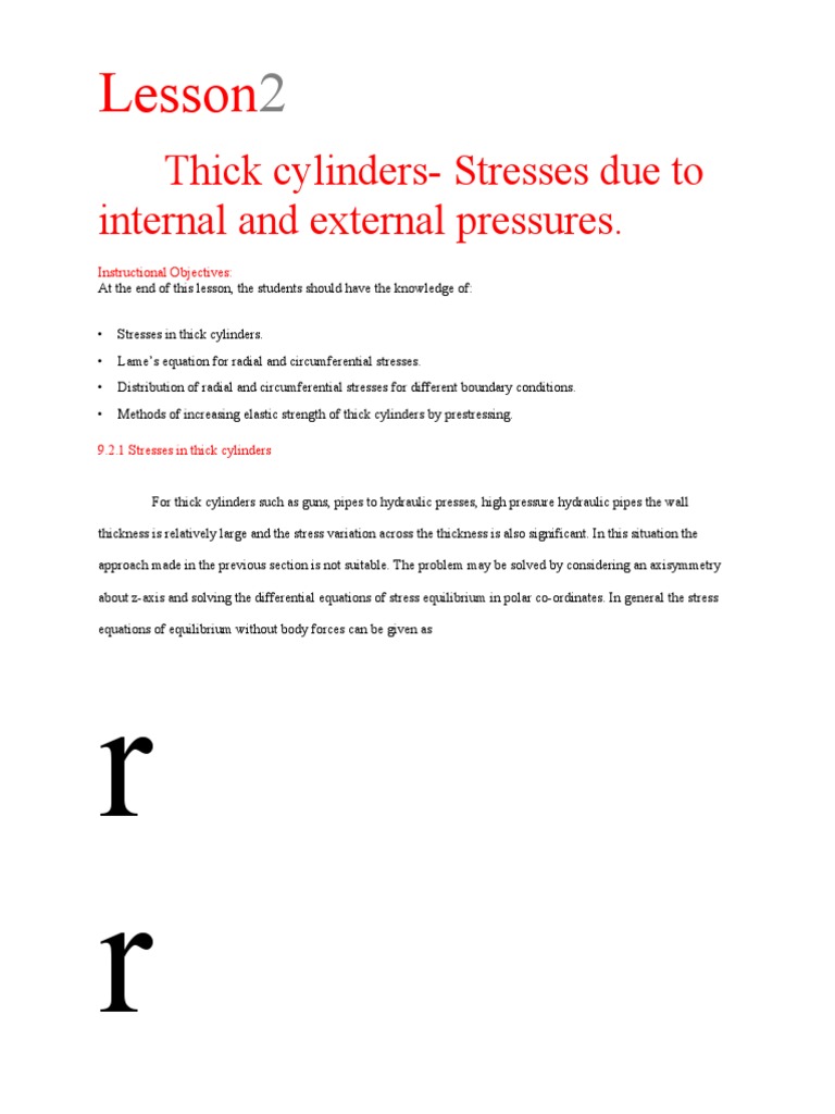 Stresses in Thick Cylinders Explained | PDF