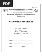 Microprocessor Lab: Department of Electronics & Communication Engineering