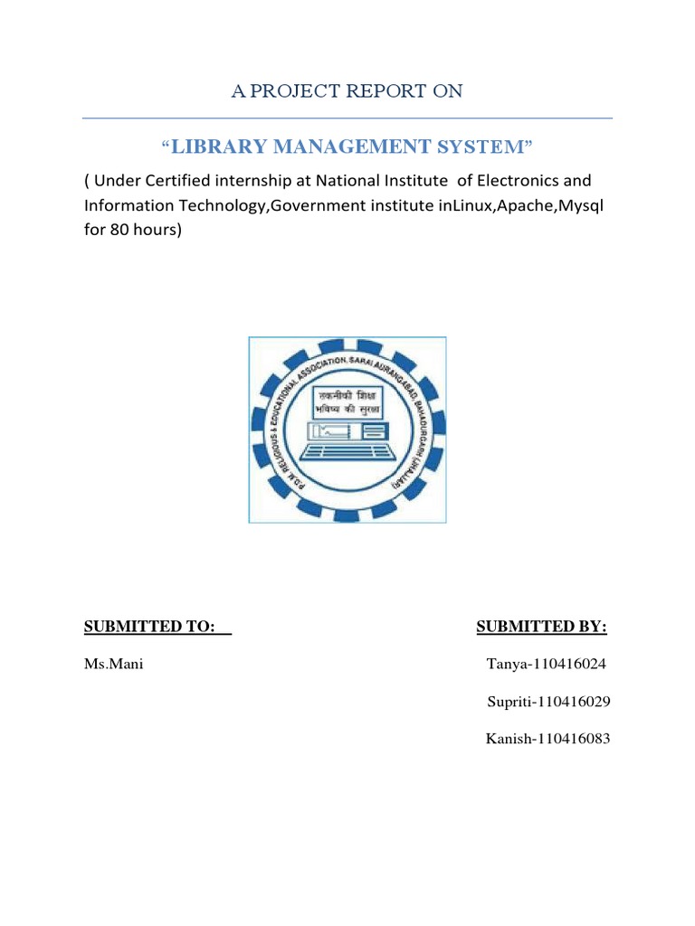 "Library Management System": A Project Report On | PDF | Php ...