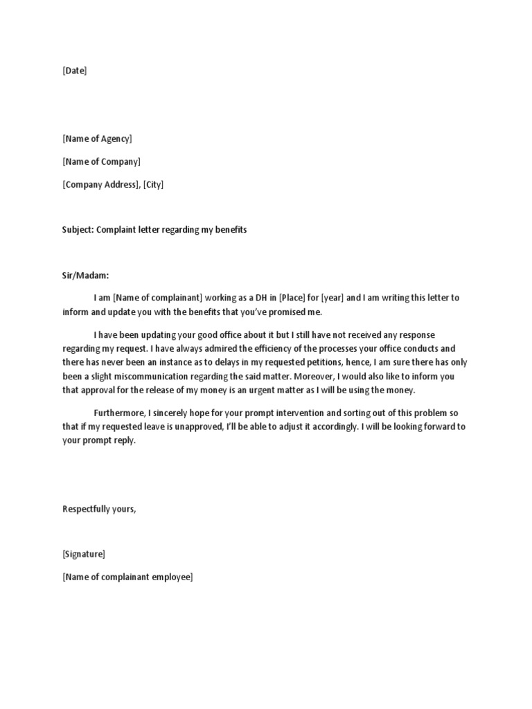 Complaint Letter PDF
