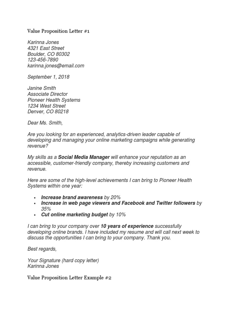 Value Proposition Letter PDF