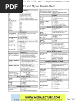 O Level Physics Formula Sheet 2