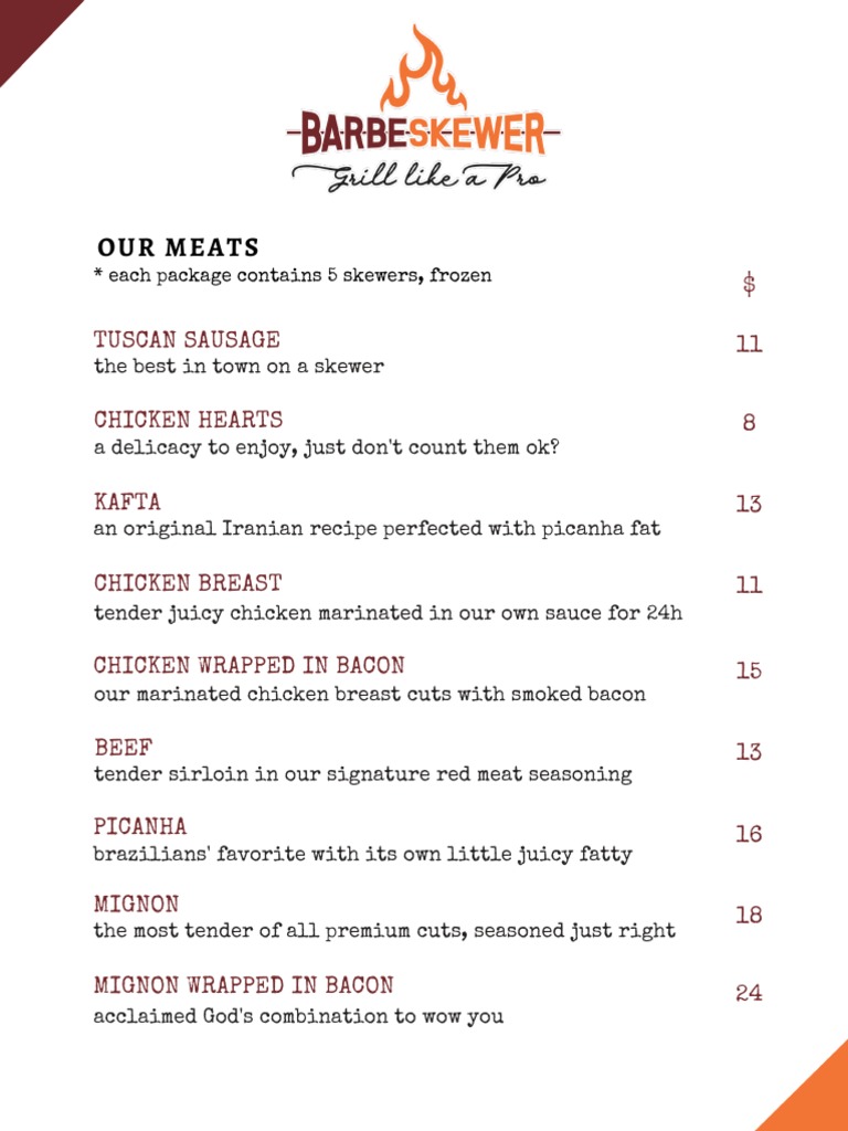 Gourmet Skewers & Party Boxes Menu | PDF