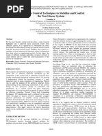 A Survey On Control Techniques To Stabilize and Control The Non Linear System