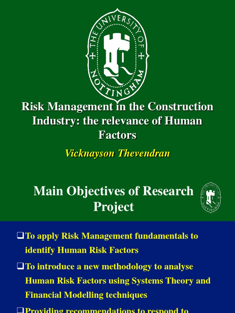 Risk Management in The Construction Industry: The Relevance of Human ...
