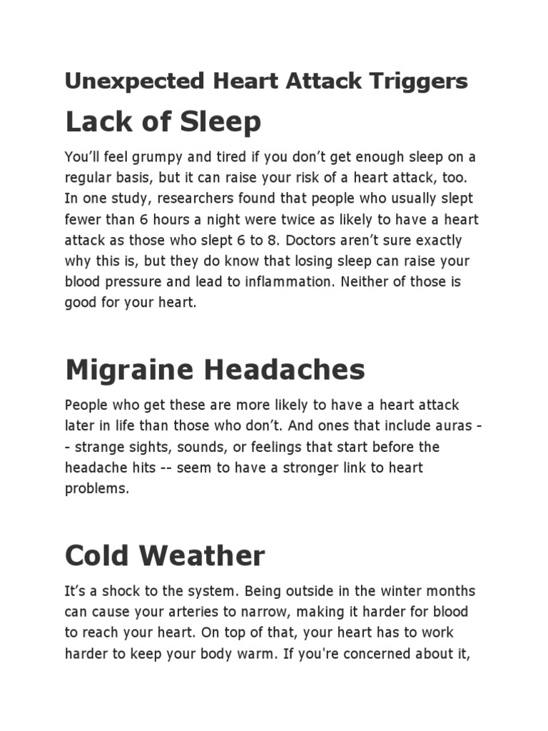 Unexpected Heart Attack Triggers | PDF | Myocardial Infarction | Heart