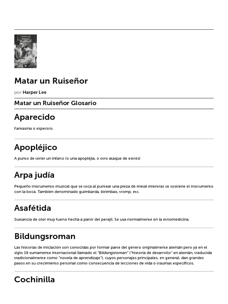 Resumen De Matara A Un Ruiseñor Por Capitulos