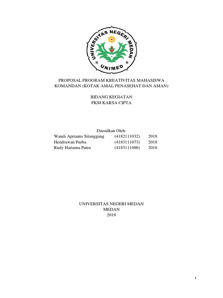 Contoh Cover Proposal PKM Karsa Cipta | PDF