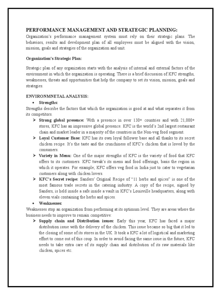 KFC's Performance Management Strategy | PDF | Goal | Performance Management