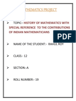 Mathematics Project: History of Mathematics With Special Reference To The Contributions of Indian Mathematicians