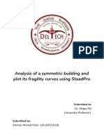 Analysis of A Symmetric Building and Plot Its Fragility Curves Using Staadpro