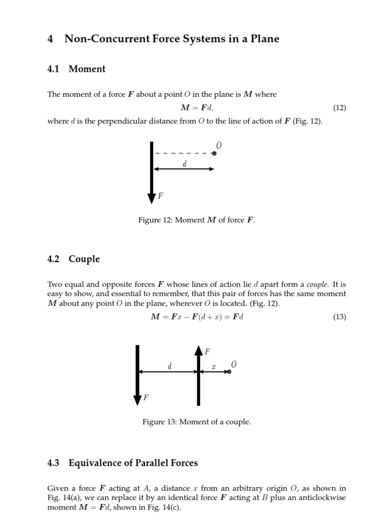 Non-Concurrent Force Systems Explained | PDF | Force | Plane (Geometry)