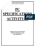 PC Specifications Activity# 1: Batasan Hills National High School Ibp Road, Batasan Hills, Quezon City