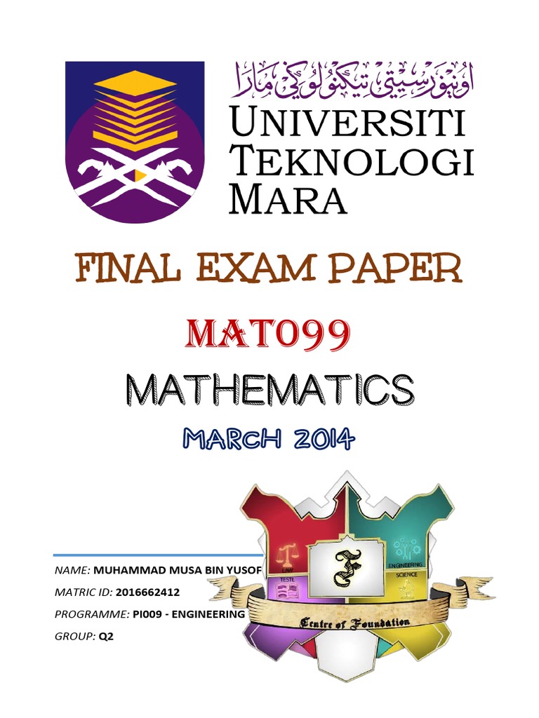 Musa Final MAT099 2014 | PDF | Mathematical Concepts | Algebra