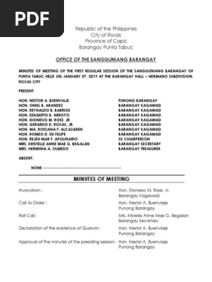 sample of minutes of meeting