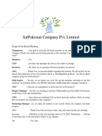 Safpakistan Company Pvt. Limited: Script of The Board Meeting
